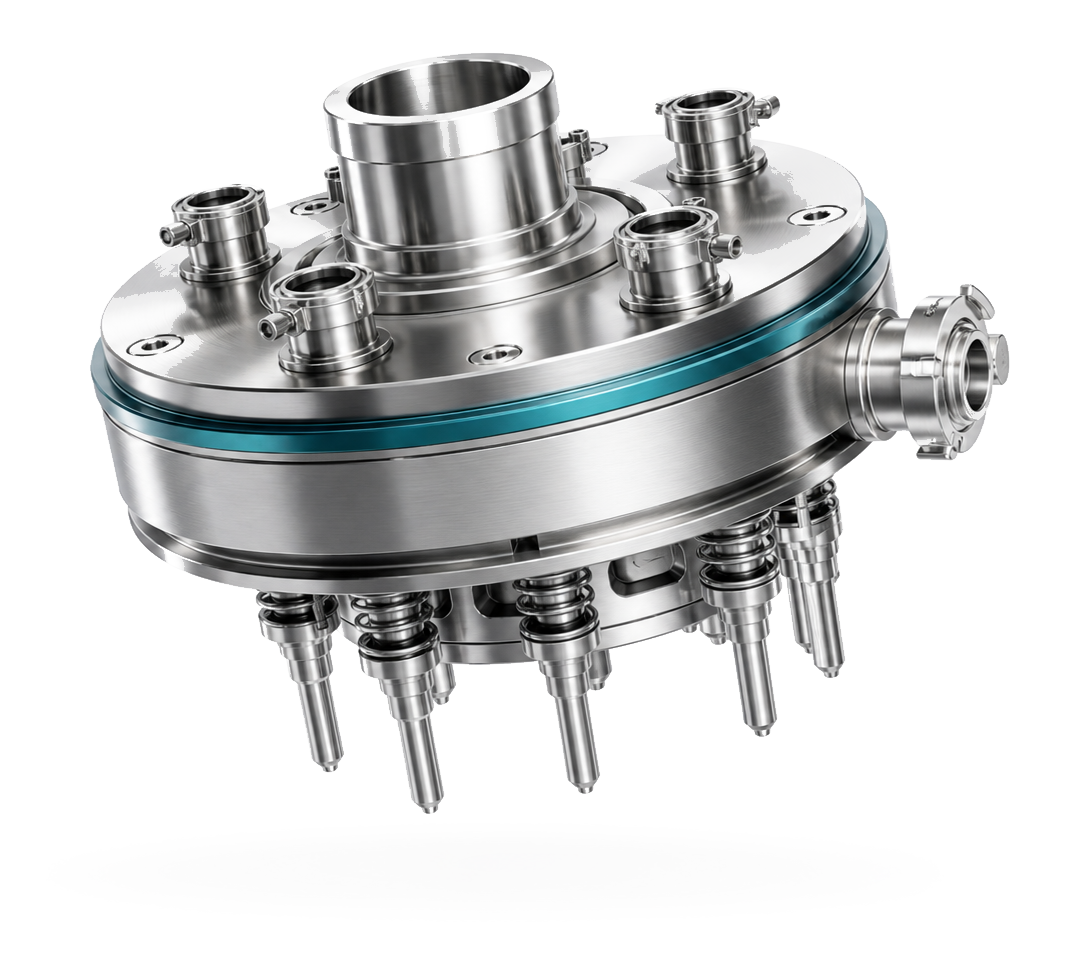 Floating hygienic stainless-steel hydrogen filling head for controlled commercial production
